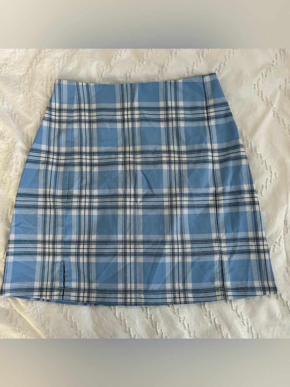 Brandy Melville Women’s Blue Plaid Mini Skirt Size XS/S- No Size Tag 24” Waist